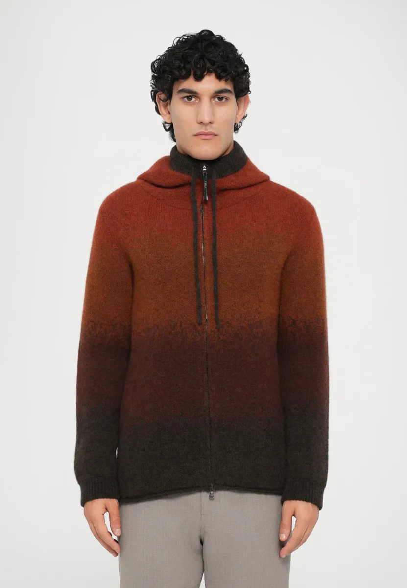 MEN LONG SLEEVE WITH ZIP - Strickjacke - red