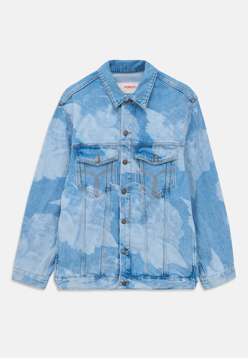 MEN PRINT TRUCKER JACKET UNISEX - Jeansjacke - medium blue