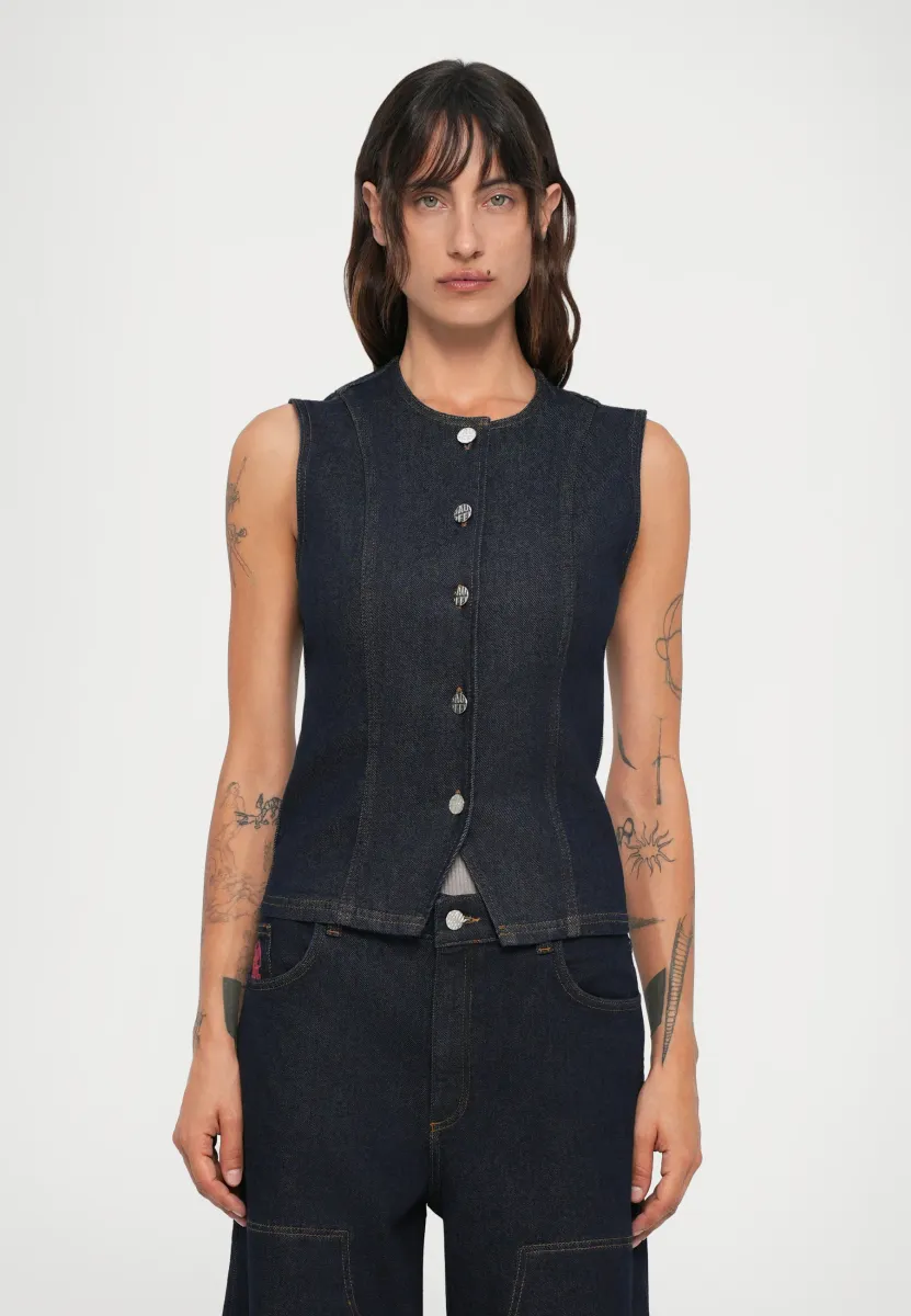 MENE - Weste - dark-blue denim