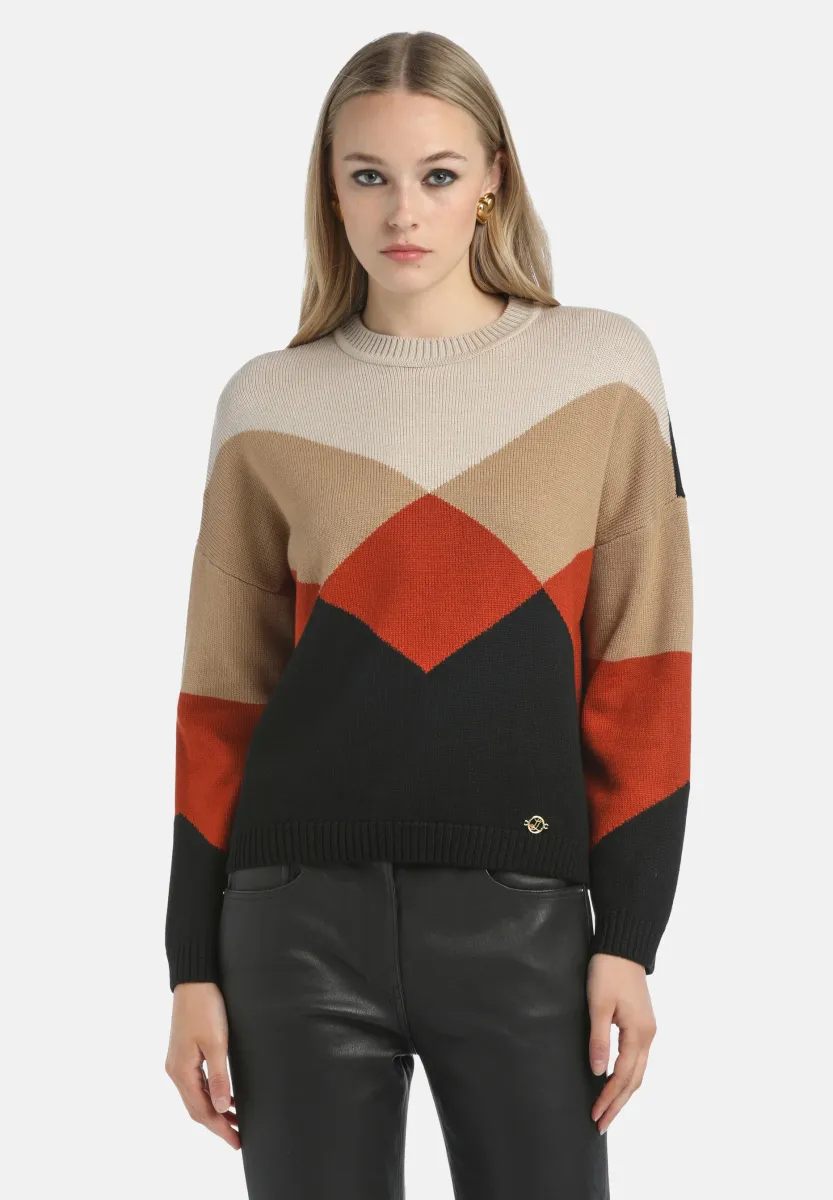 MENZI - Strickpullover - nero arancio