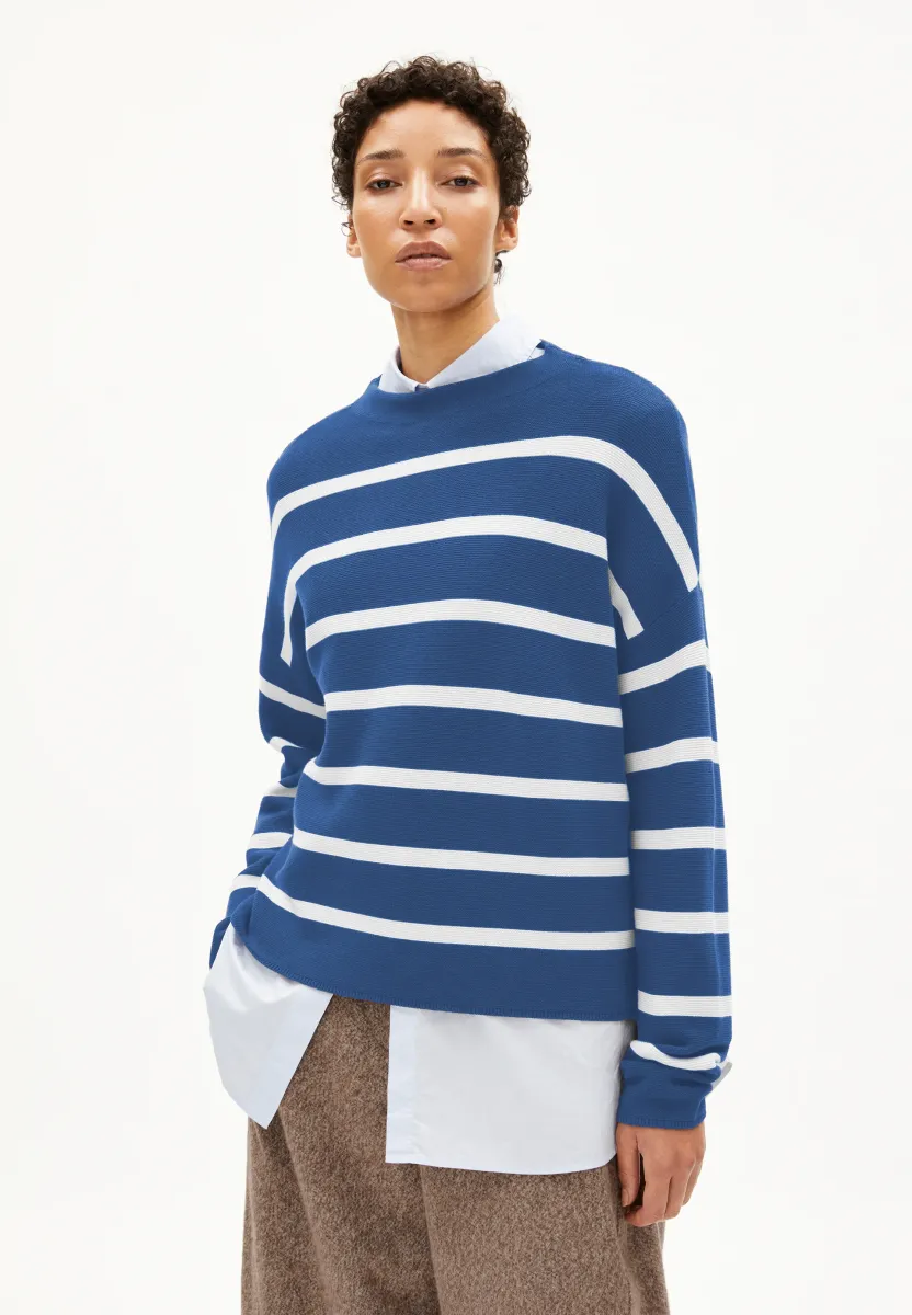 MERINAA STRIPES - Strickpullover - dark morning oatmilk