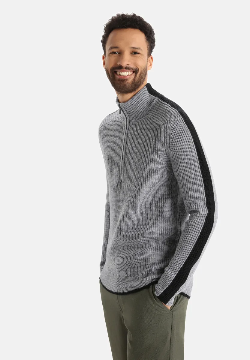 MERINO LODGE HALF ZIP - Strickpullover - MEDIUM GREY