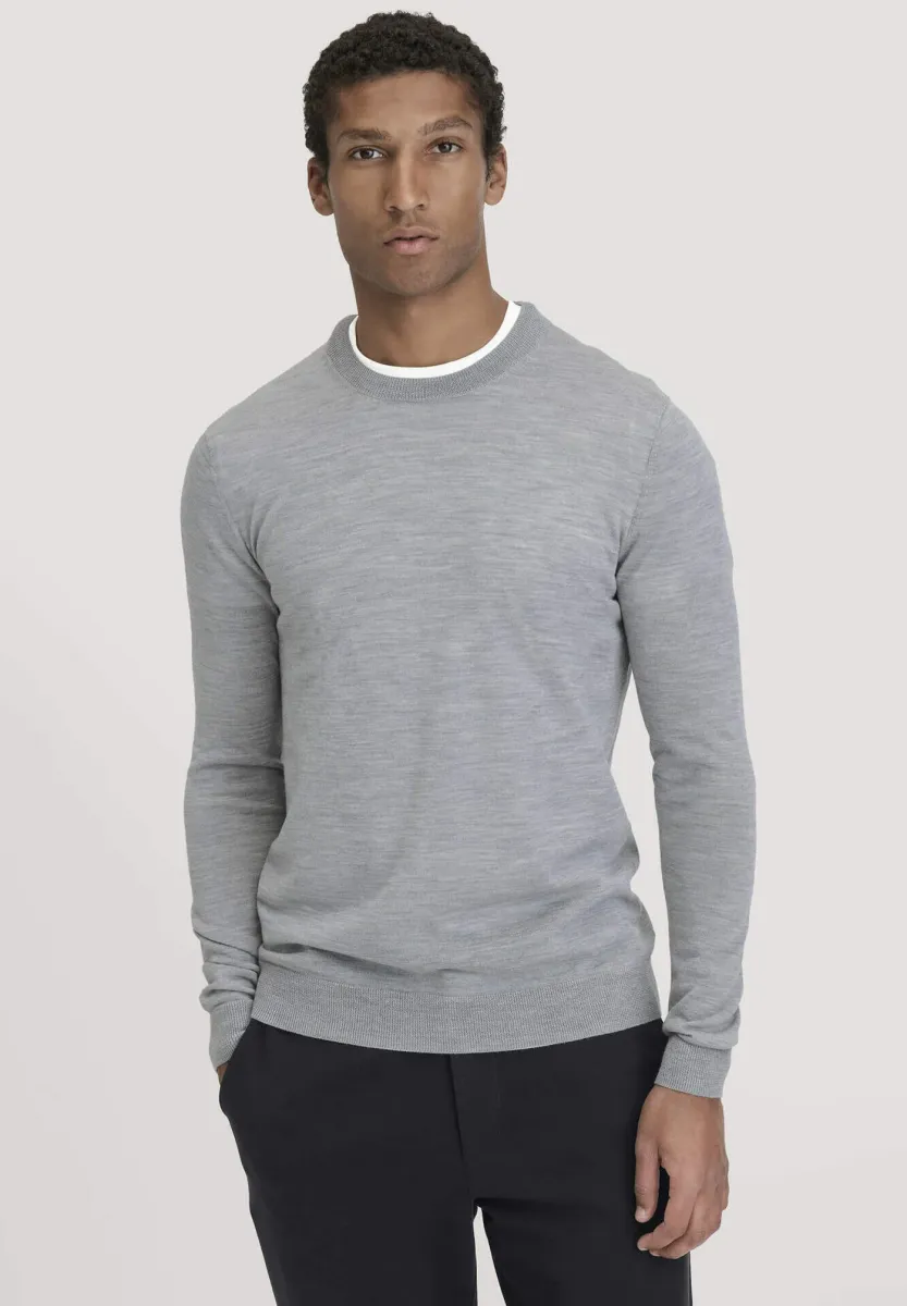 MERINO - Strickpullover - hellgrau