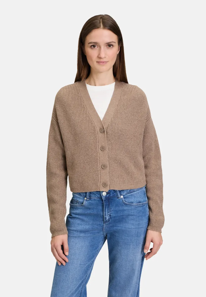 MET V-HALS - Strickjacke - lichtbruin