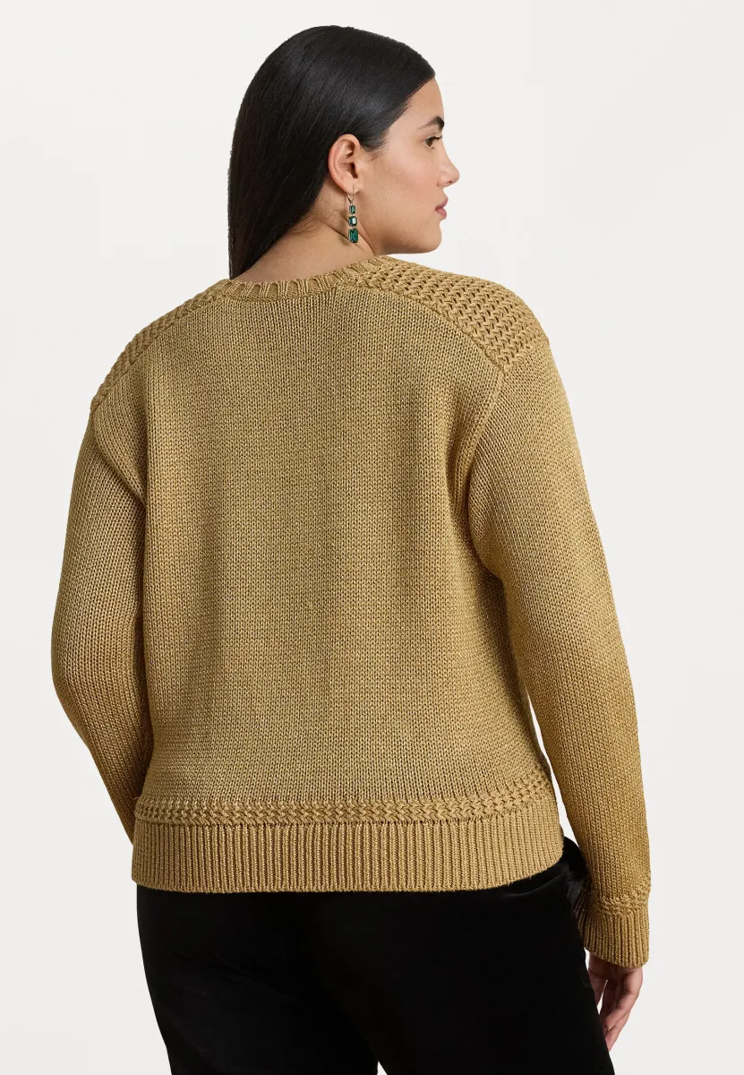 METALLIC COTTON BLEND CREWNECK SWEATER - Strickpullover - relic gold metallic