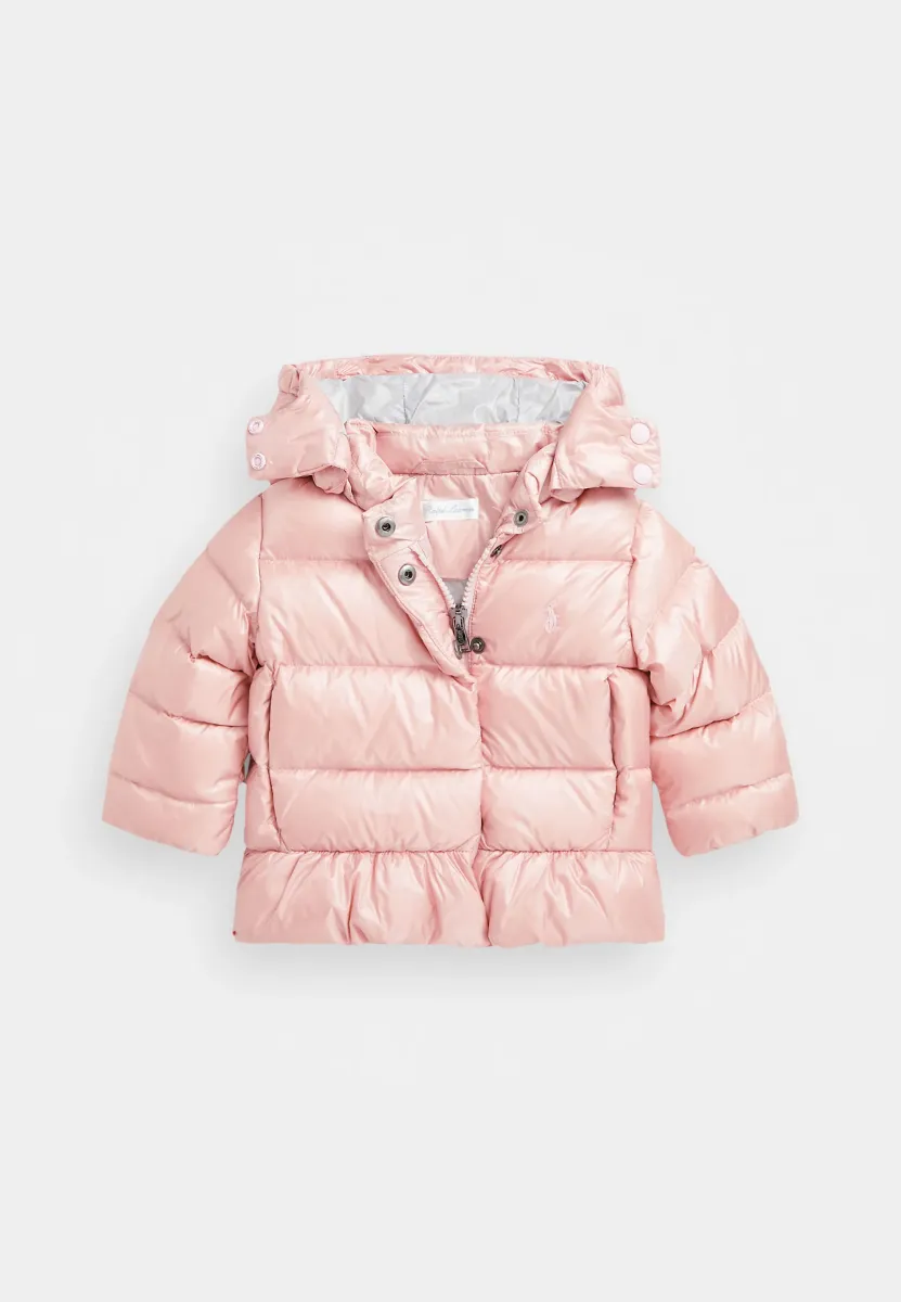 METALLIC DOWN HOODED PEPLUM JACKET - Daunenjacke - rose
