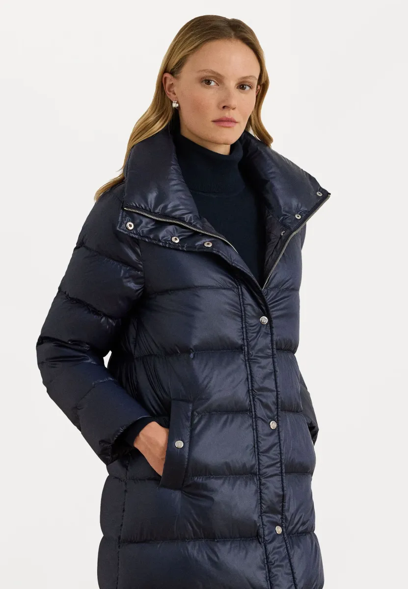 METALLIC FUNNELNECK DOWN MAXICOAT - Daunenmantel - Dark navy