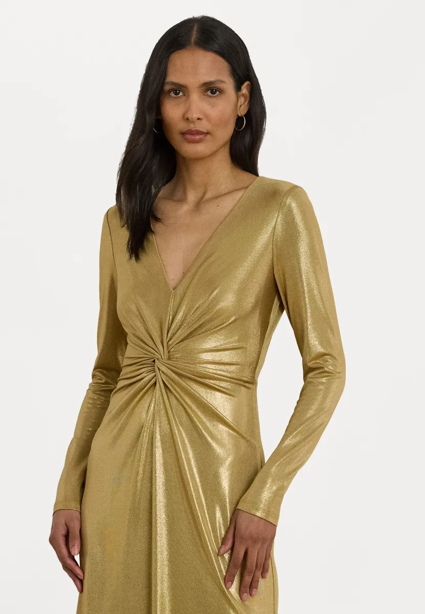 METALLIC JERSEY TWIST-FRONT GOWN - Ballkleid - relic golden-coloured