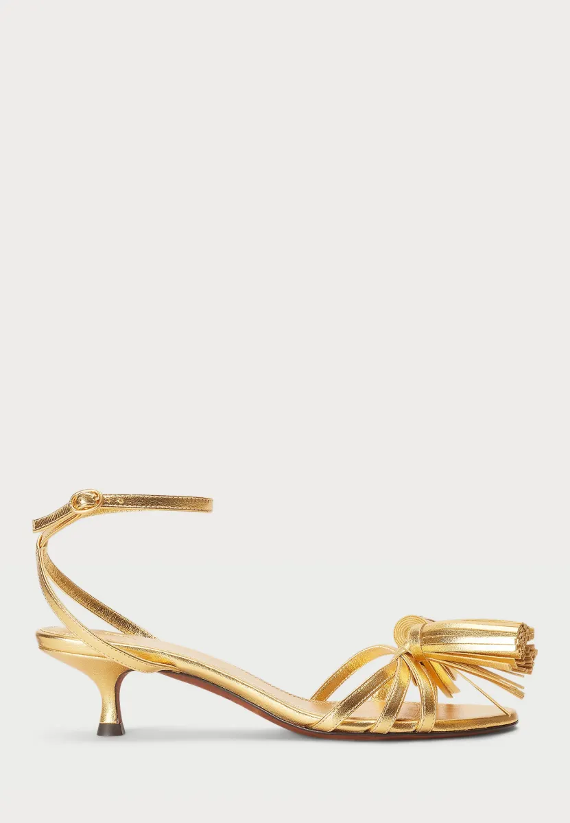 METALLIC TASSELED KITTEN SANDAL - Riemensandalette - gold-coloured