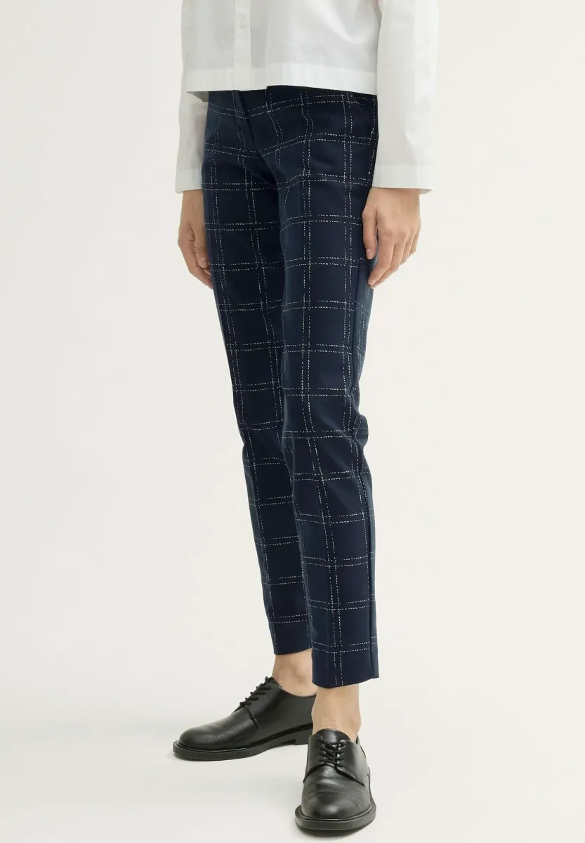 MIA SLIM - Chino - delicate navy check design