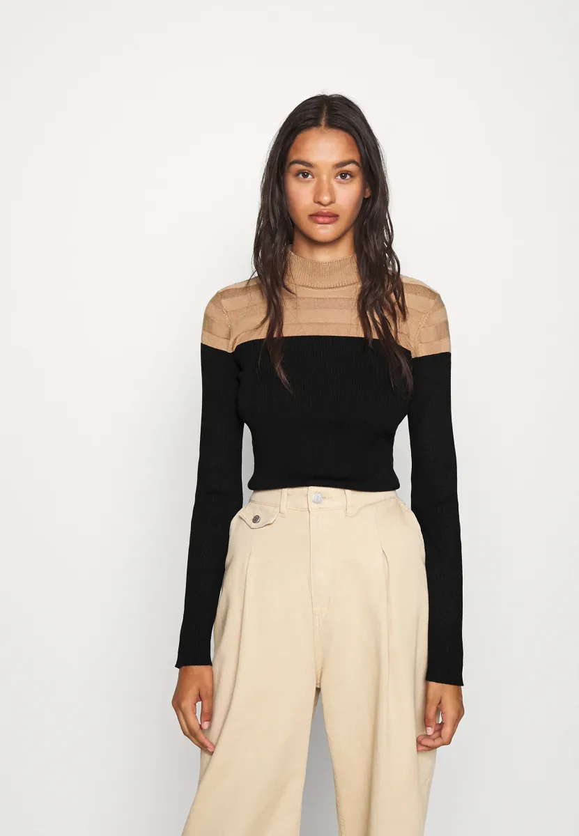 MICO - Strickpullover - camel/noir