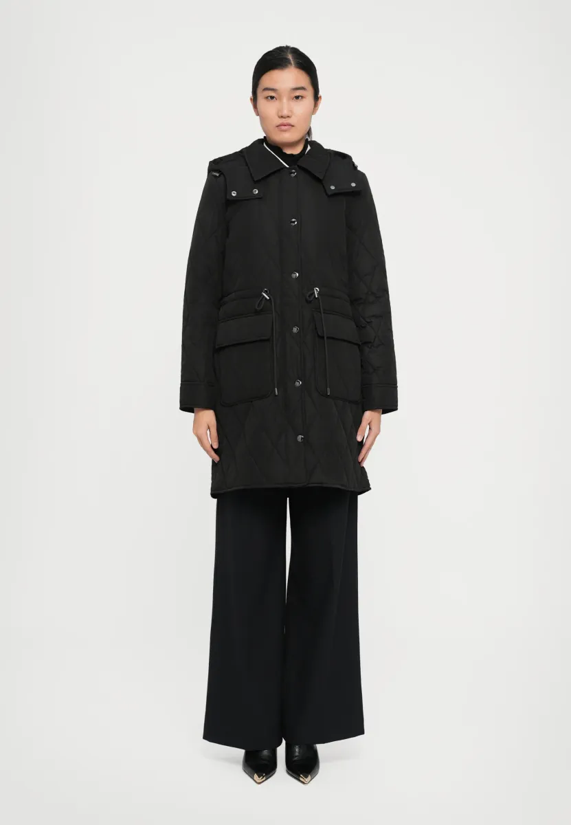 MID LENGTH BELTED QUILT - Parka - black