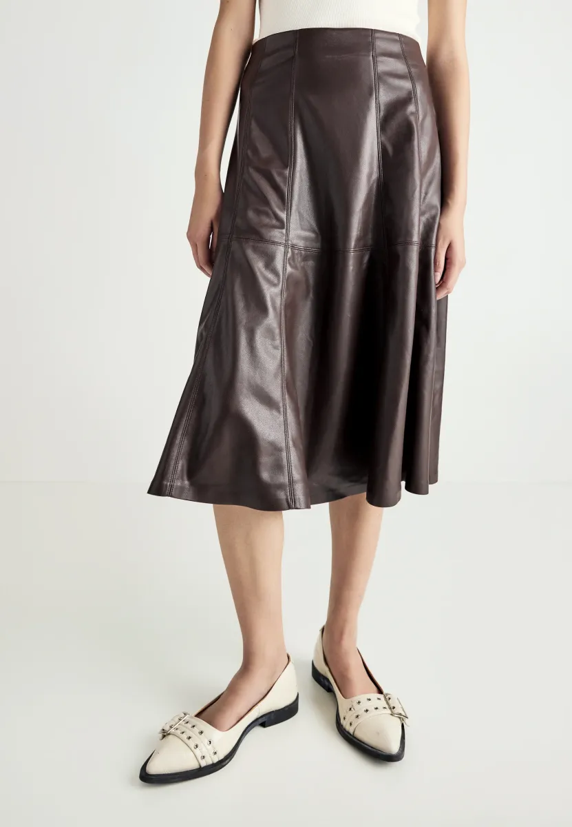 MIDI SKIRT - A-Linien-Rock - brown