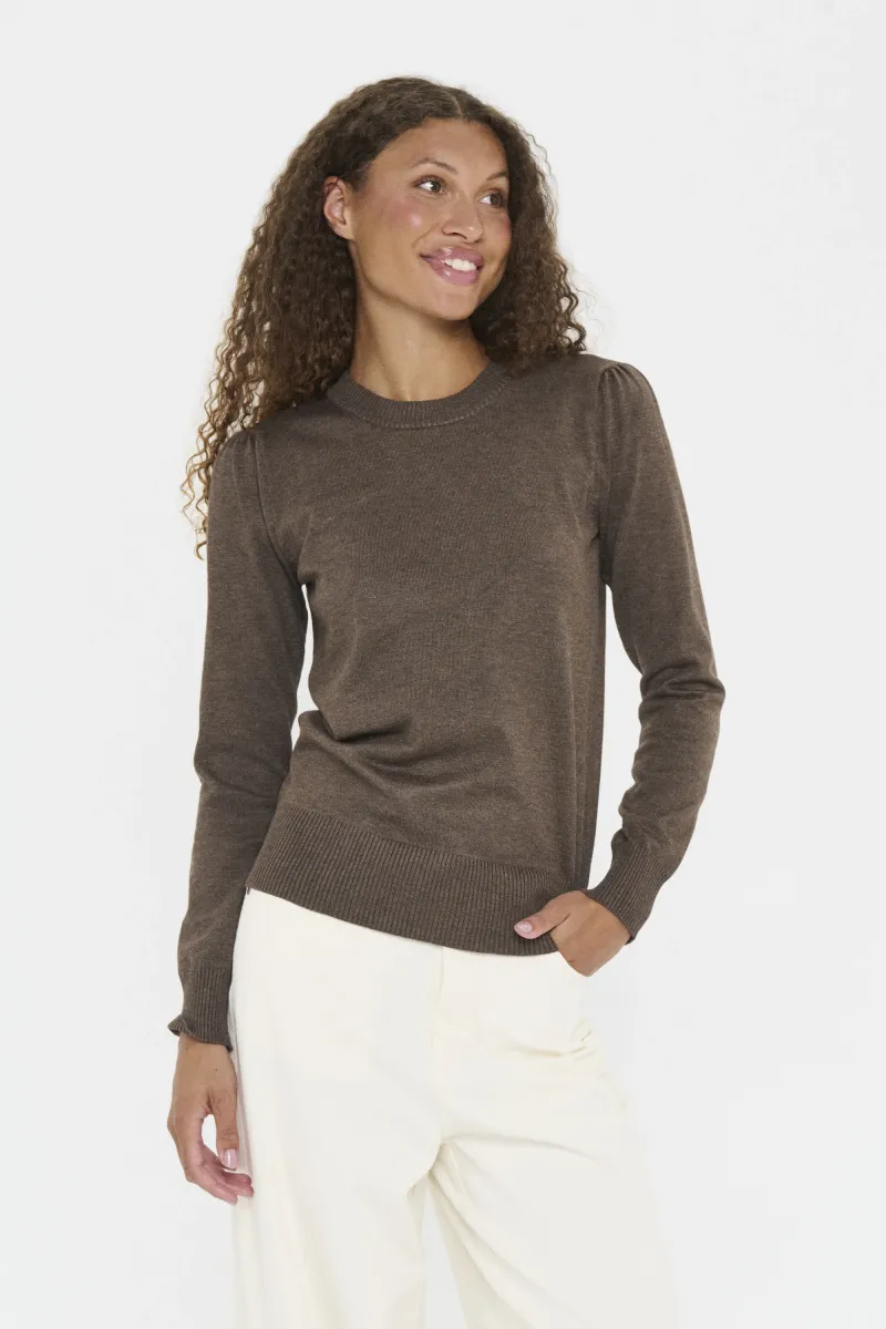 MILA PULLOVER - Strickpullover - major brown melange