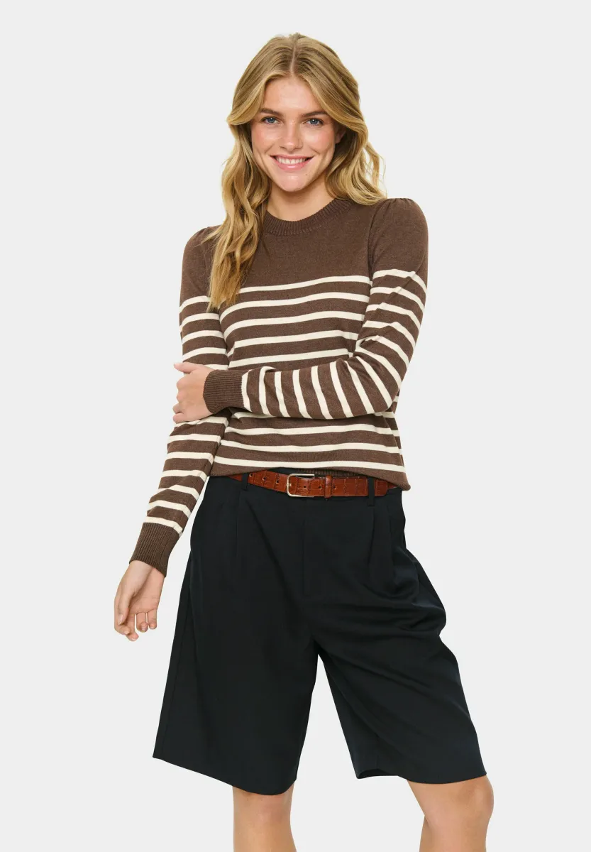 MILA STRIPED - Strickpullover - fondue fudge rice stripe
