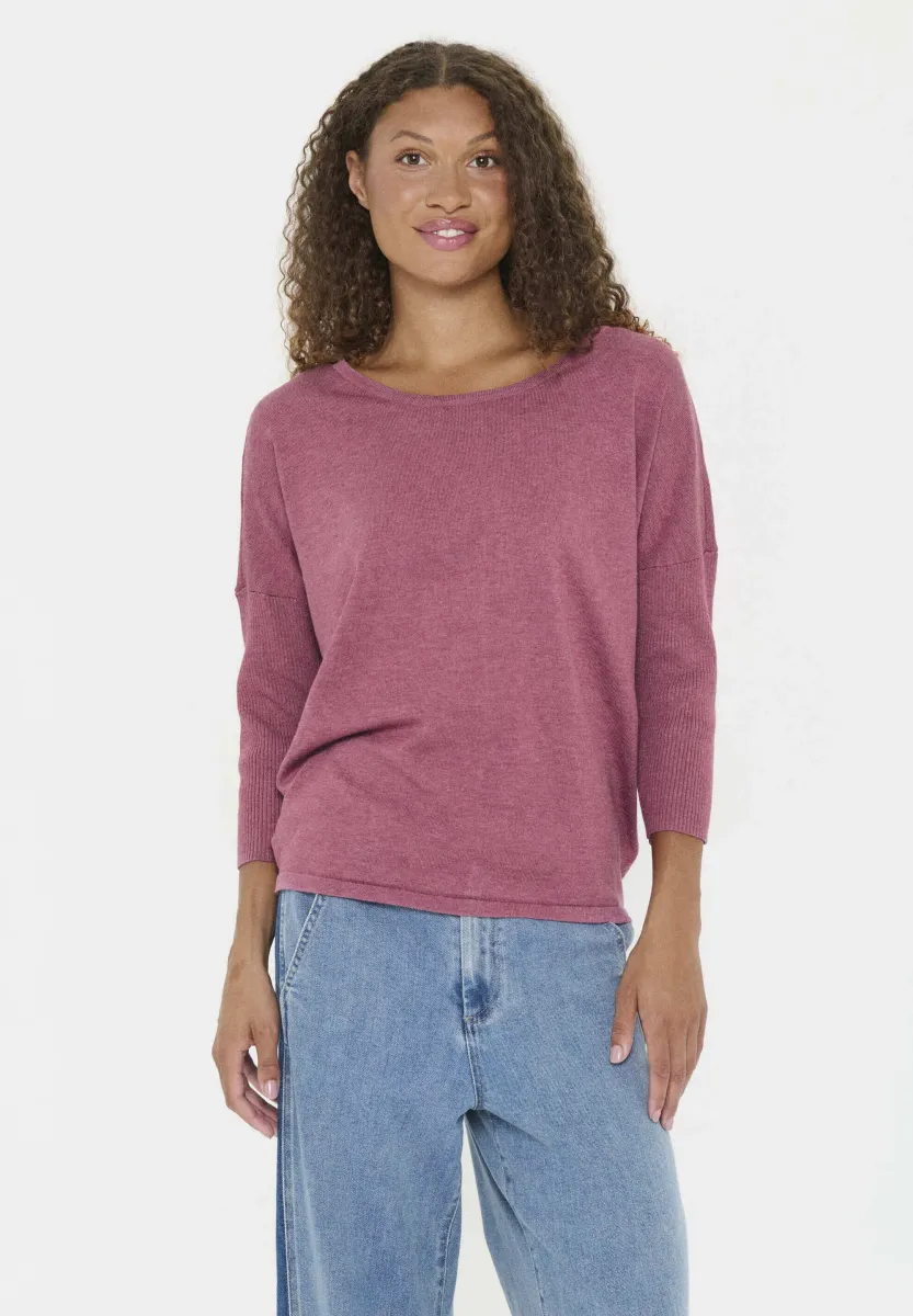 MILASZ R-NECK - Strickpullover - red violet melange