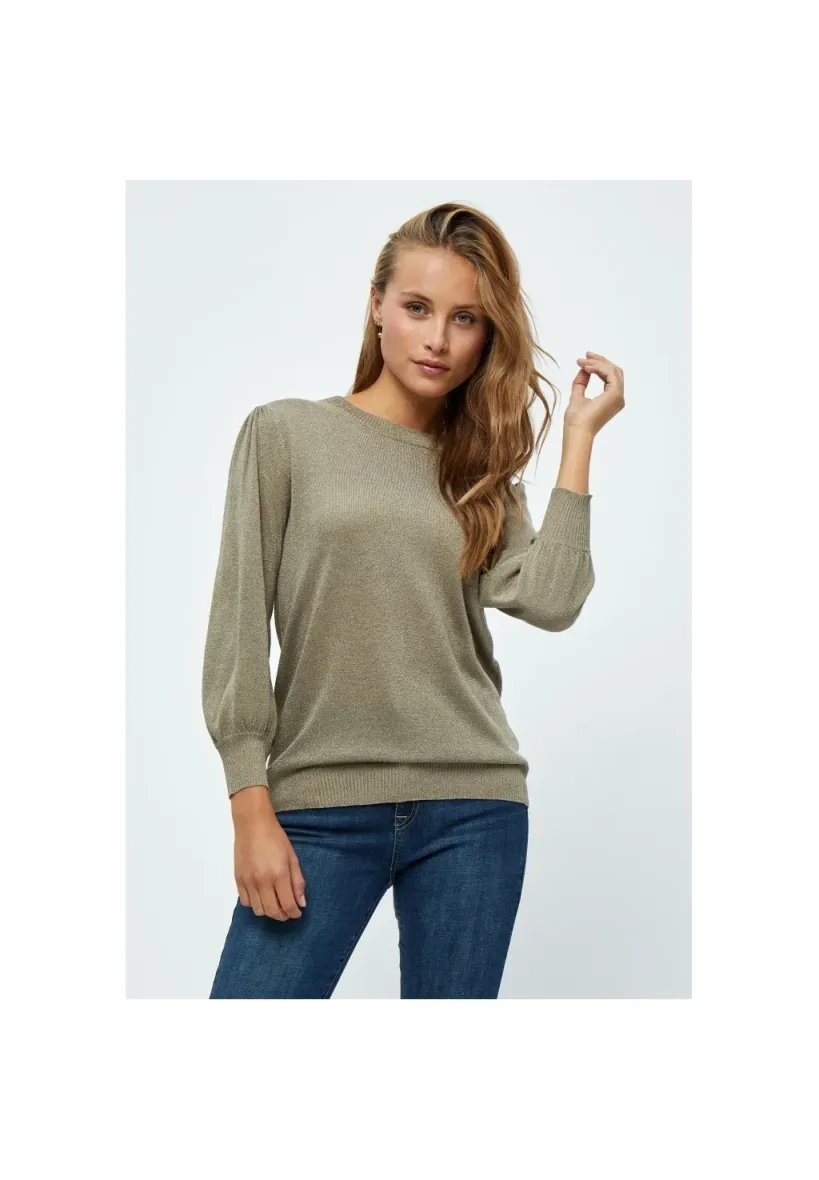 MIMERSIN KNIT TEE - Strickpullover - wood smoke lurex