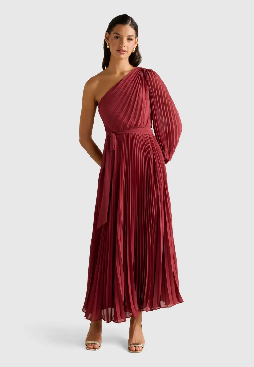 MINA PLEATED ONE SHOULDER - Cocktailkleid/festliches Kleid - oxblood red