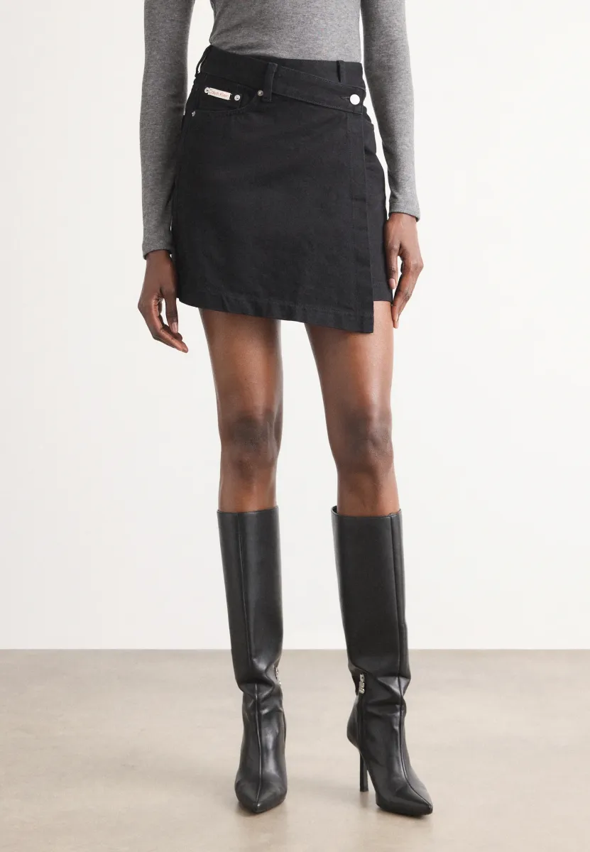 MINI WRAP SKIRT - A-Linien-Rock - soft black