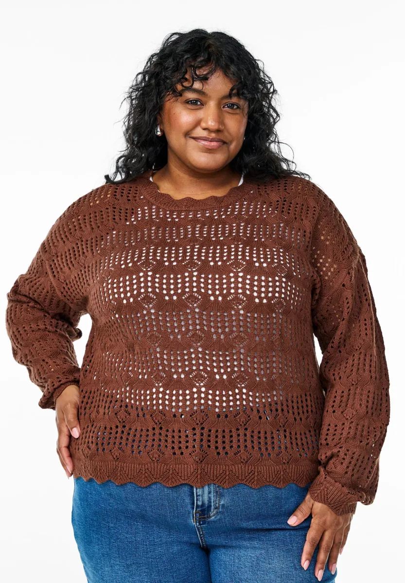 MIT AJOURMUSTER - Strickpullover - tiramisu