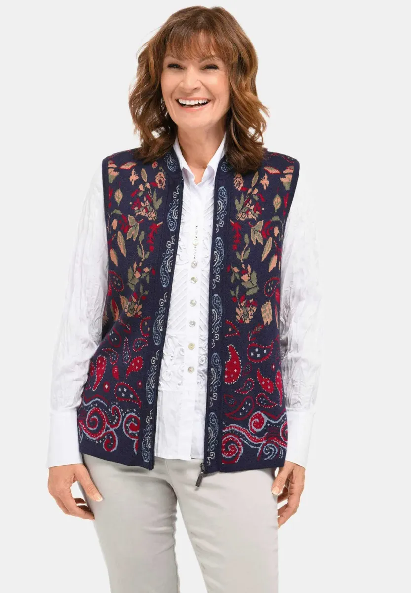 MIT AUFWÄNDIGEM JACQUARDMUSTER - Weste - dark blue   patterned