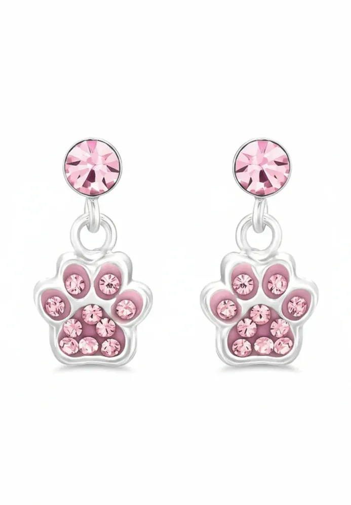 MIT BAUMELNDER PFOTE  - Ohrringe - rose