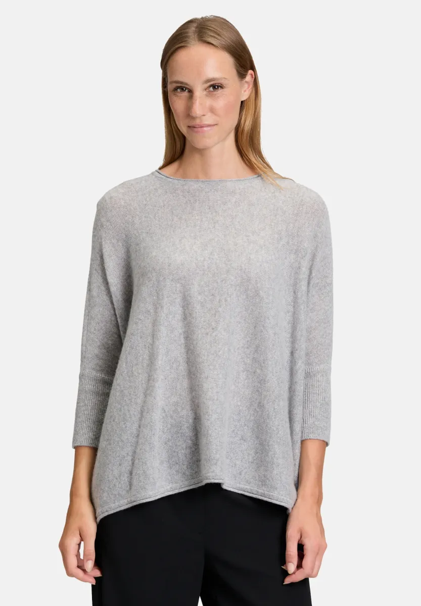 MIT ÜBERSCHNITTENEN ÄRMELN - Strickpullover - light silver melange