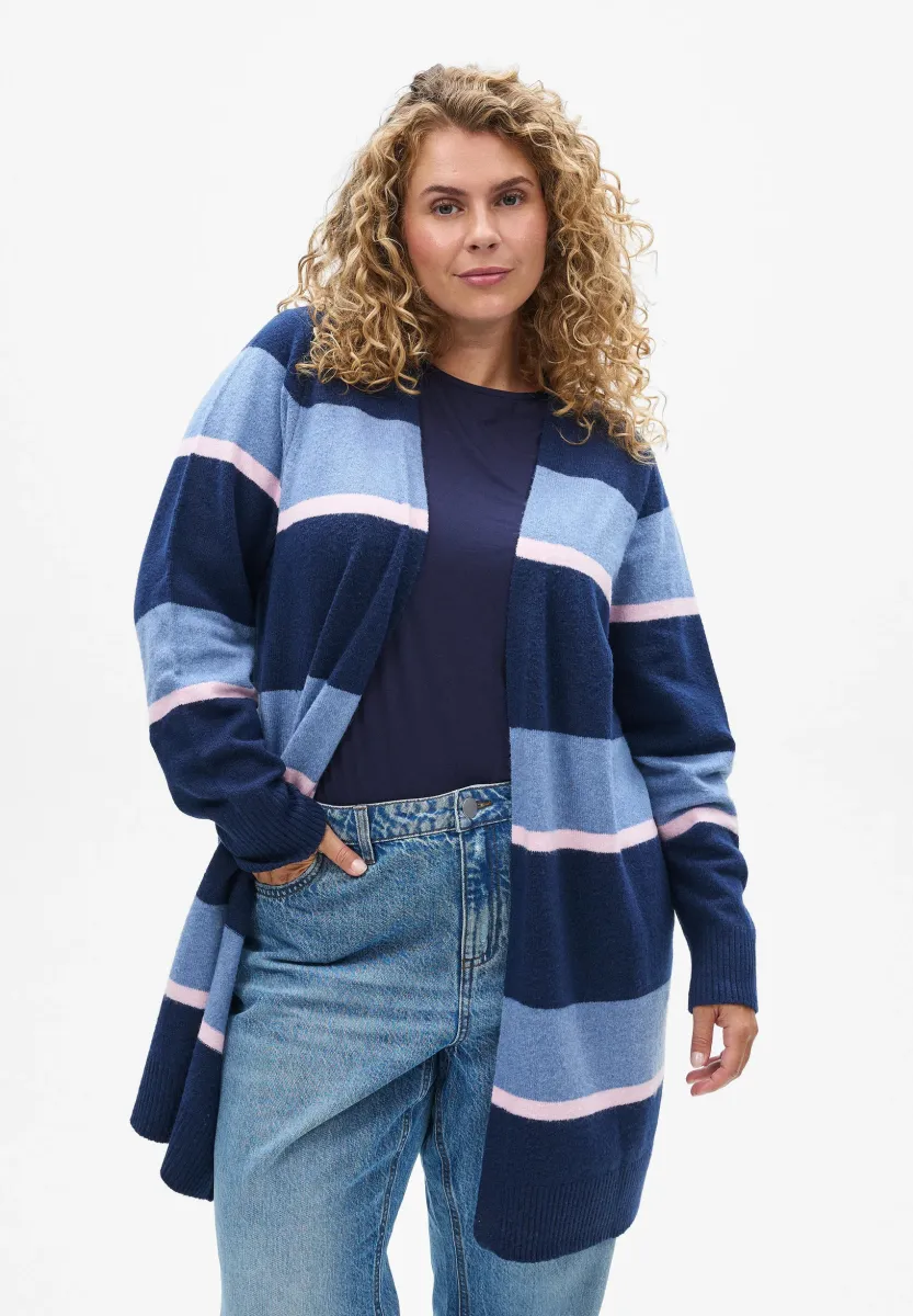 MIT BREITEN STREIFEN - Strickjacke - peacoat comb