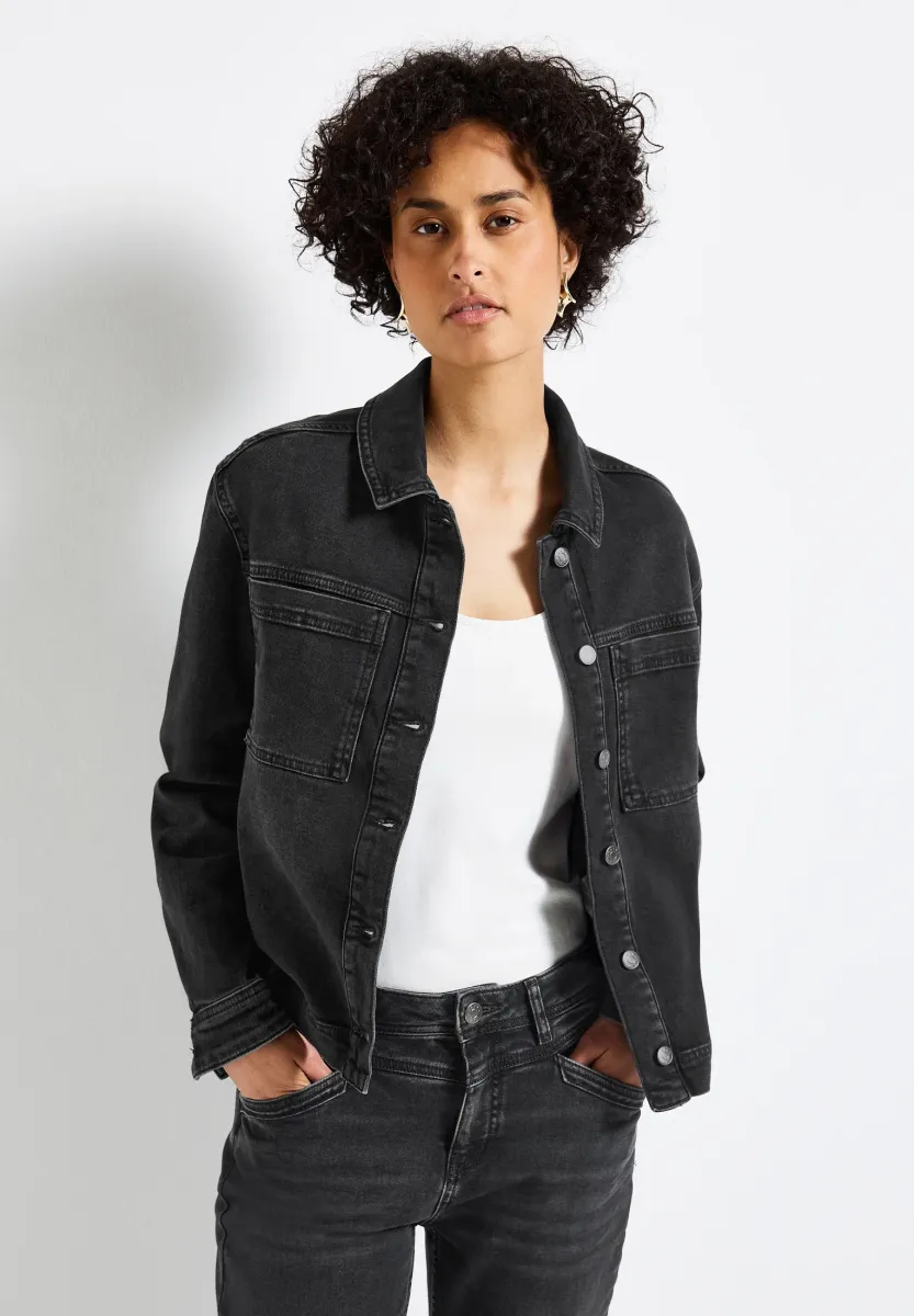 MIT BRUSTTASCHEN - Jeansjacke - schwarz