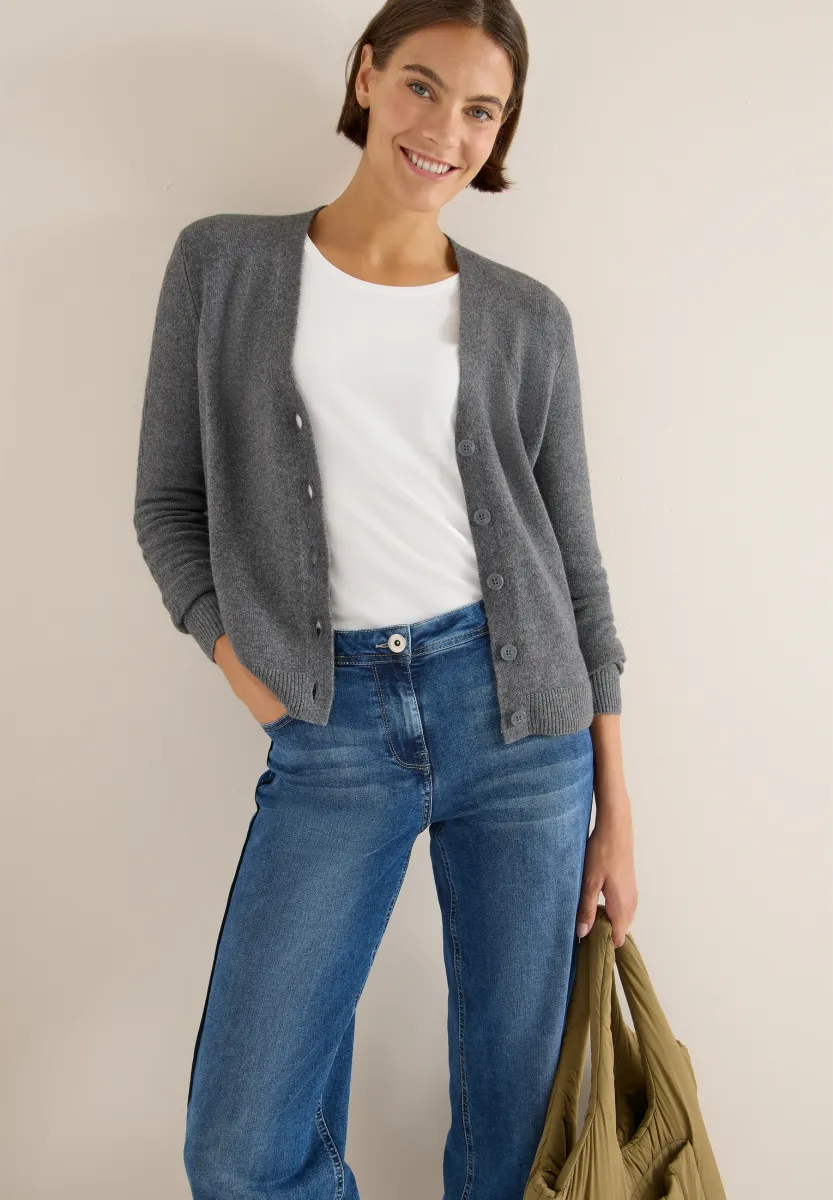 MIT DETAILS - Strickjacke - grau