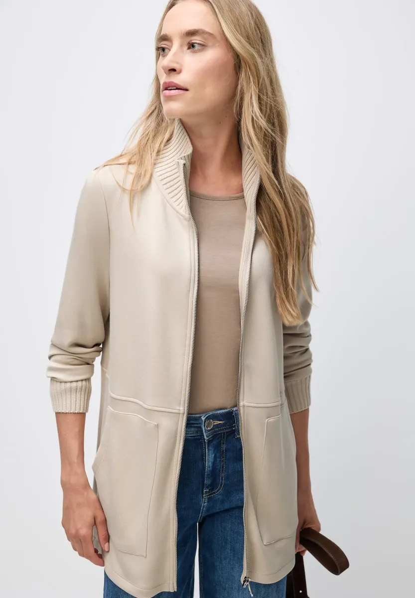 MIT DETAILS - Sweatjacke - beige