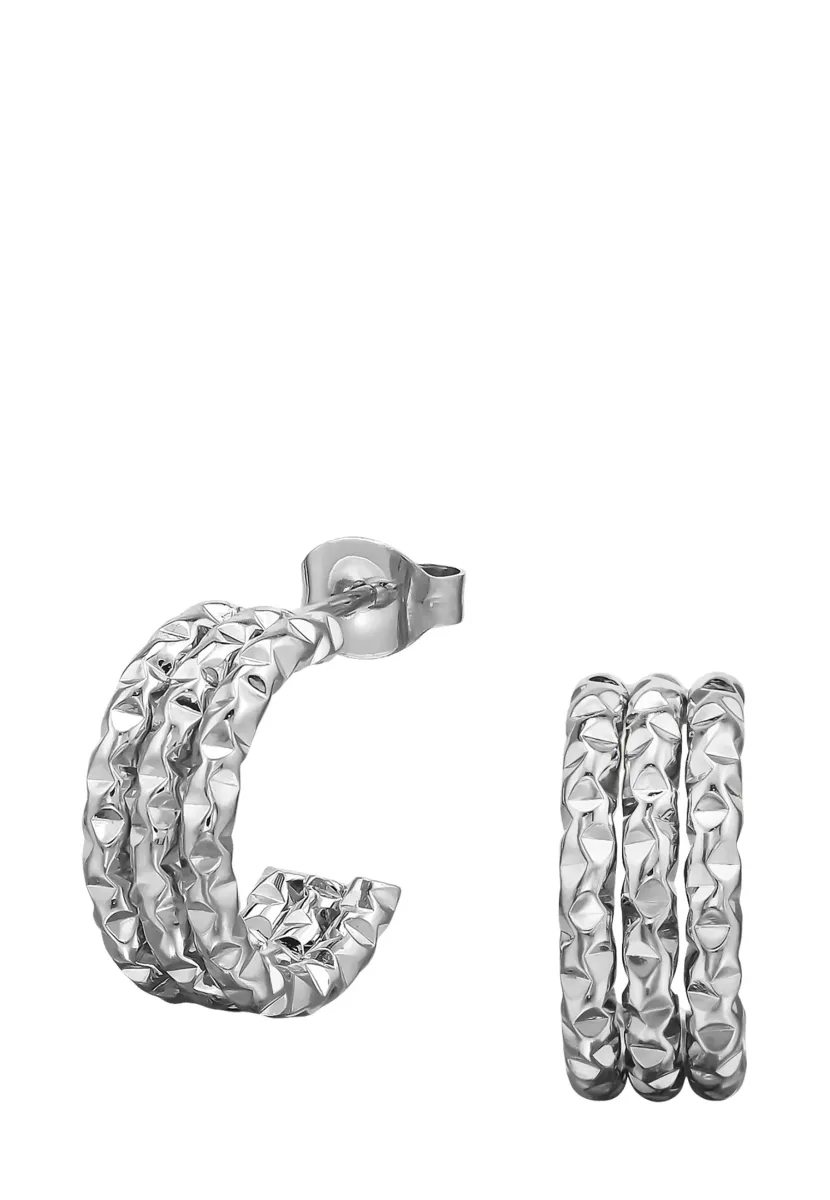 MIT DREI LINIEN STÄBEN UND DIAMANTSCHLIFF  - Ohrringe - silver-coloured