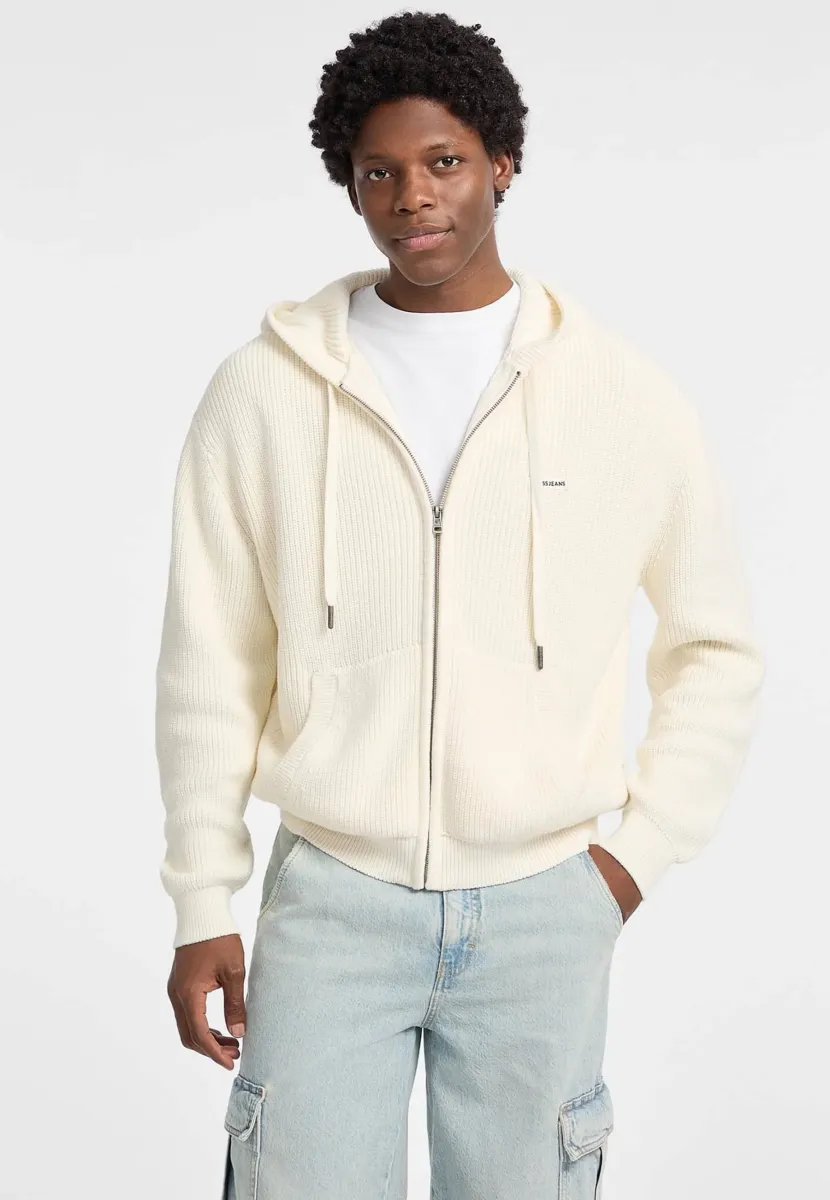 MIT DURCHGEHENDEM REISSVERSCHLUSS - Strickjacke - weiß