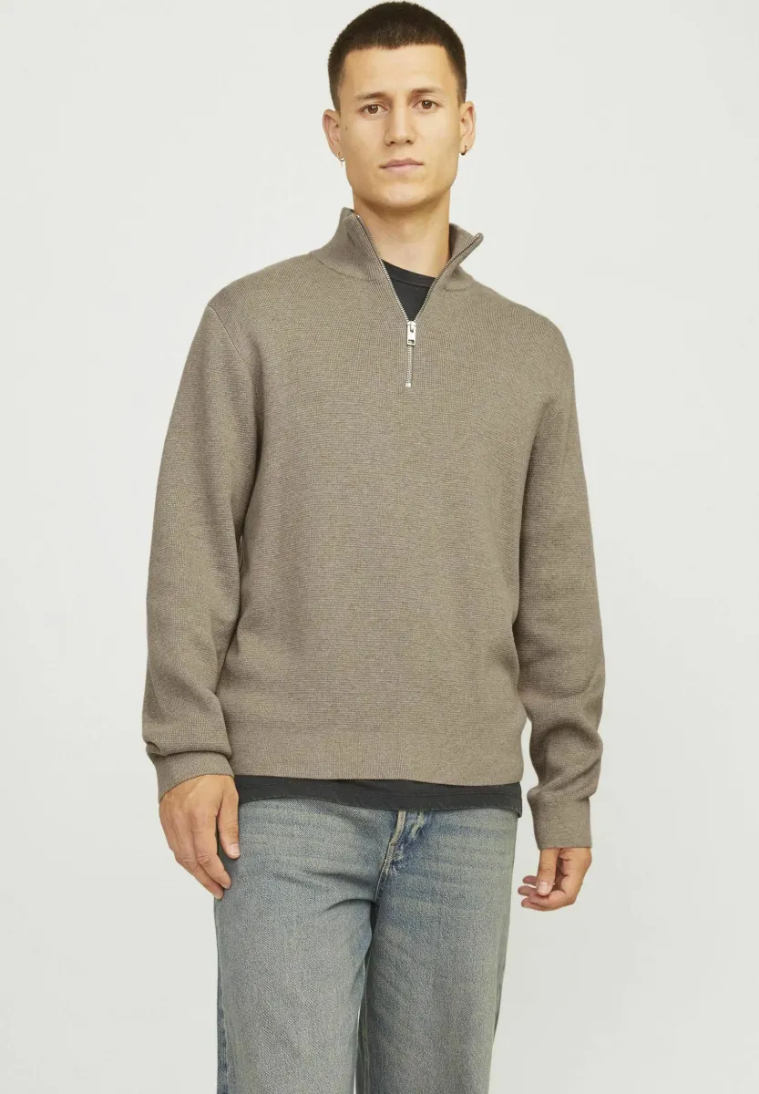 MIT EINFARBIG - Strickpullover - greige