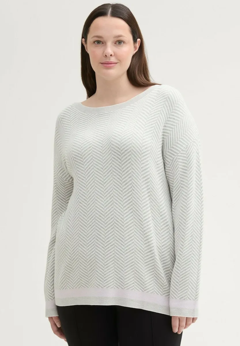 MIT FISCHGRÄTENMUSTER - Strickpullover - grey knit heringbone
