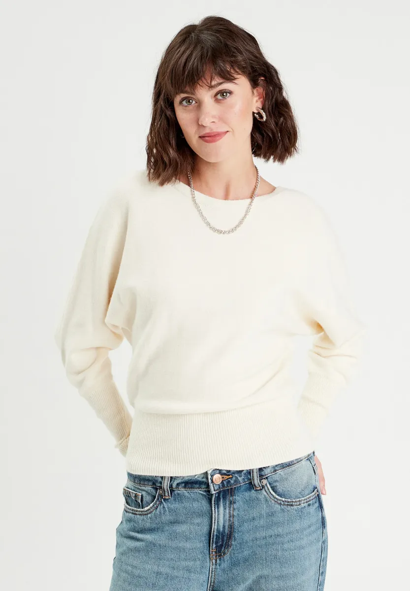 MIT FLEDERMAUSÄRMELN - Strickpullover - ecru