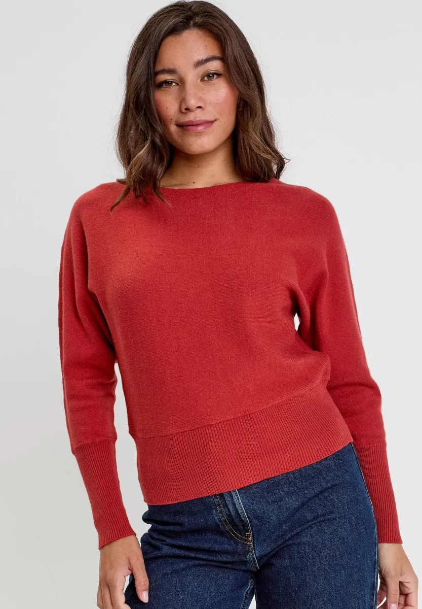 MIT FLEDERMAUSÄRMELN - Strickpullover - rouge