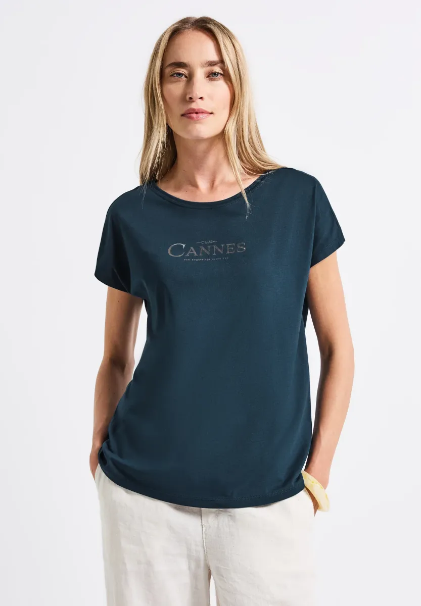 MIT FOLIEN-WORDING - T-Shirt print - türkis