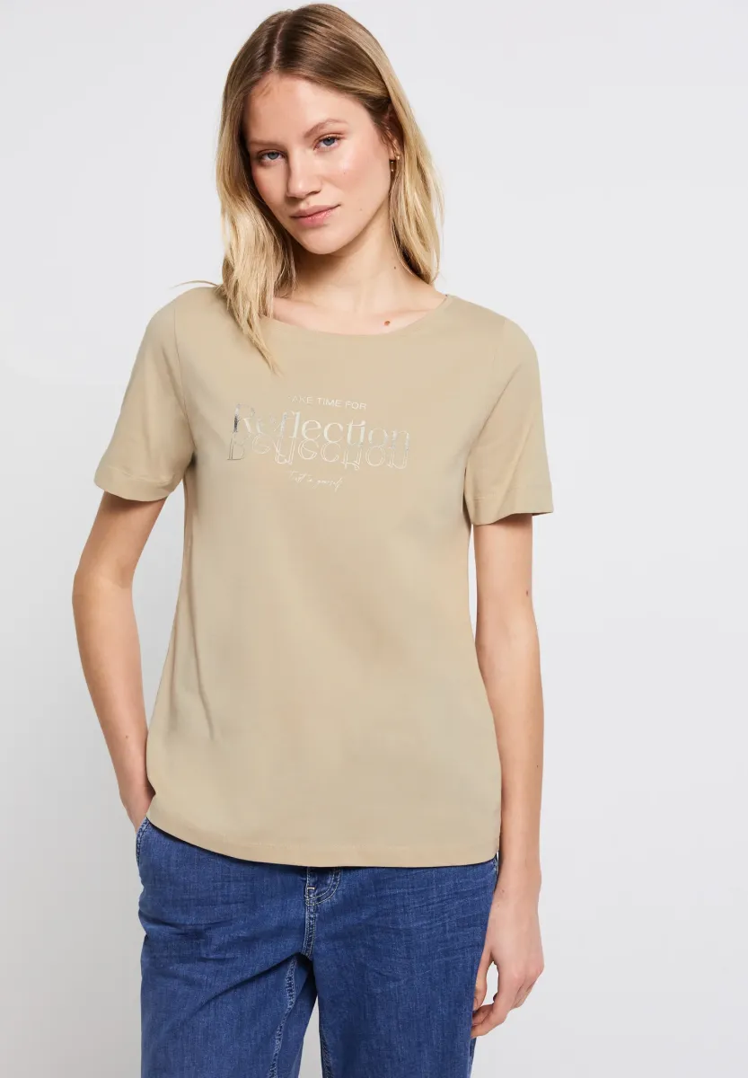 MIT FOLIENWORDING - T-Shirt print - beige