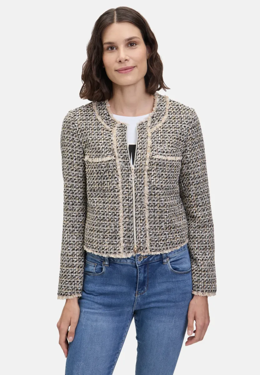 MIT FRANSEN - Blazer - schwarz/beige