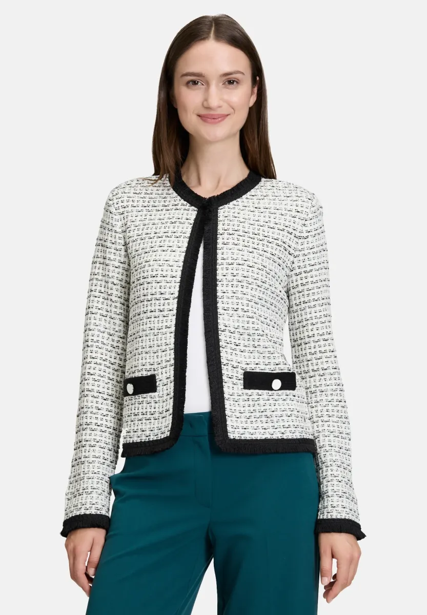 MIT FRANSEN - Strickjacke - weiß/schwarz