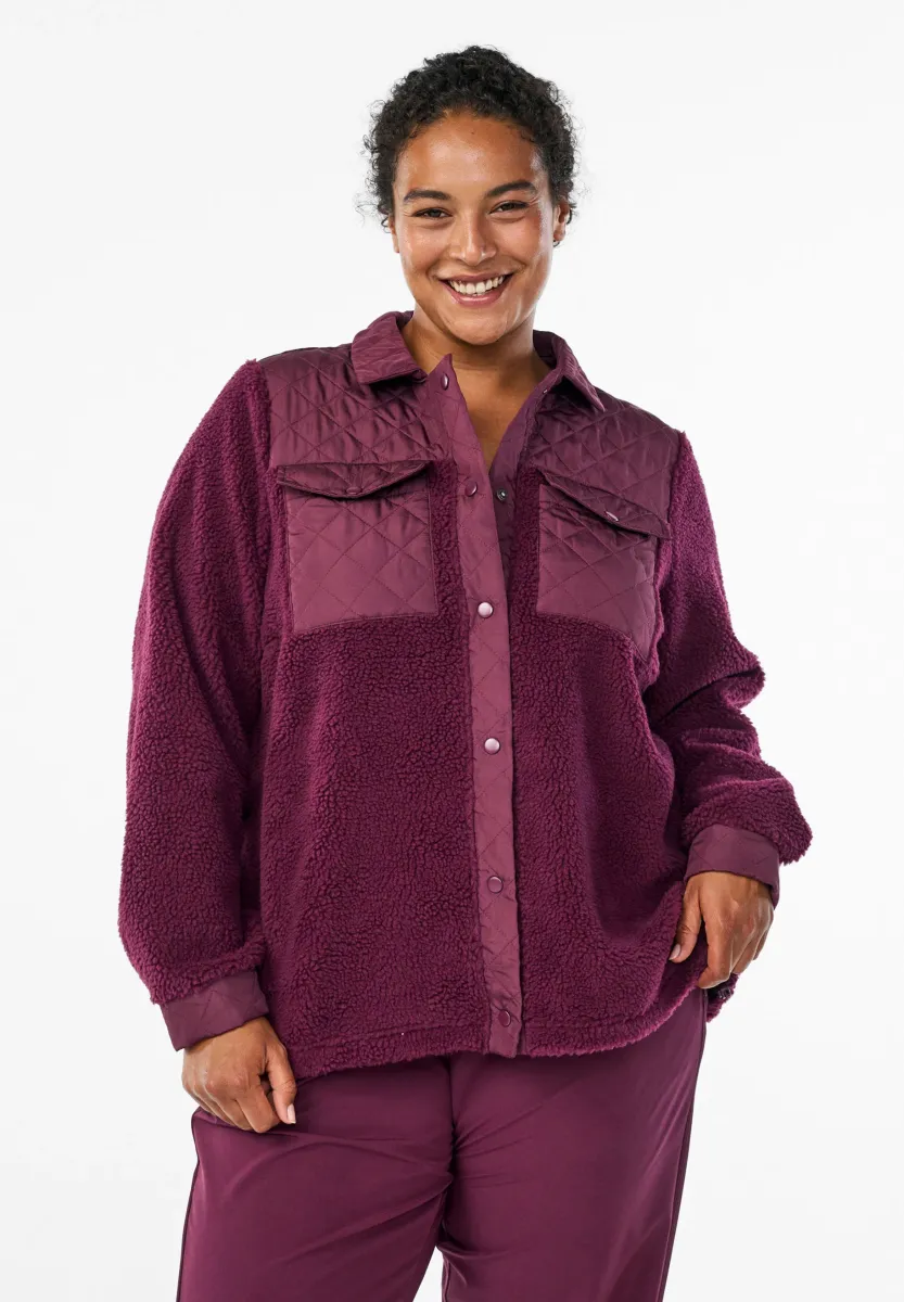 MIT GESTEPPTEN DETAILS - Fleecejacke - grape wine
