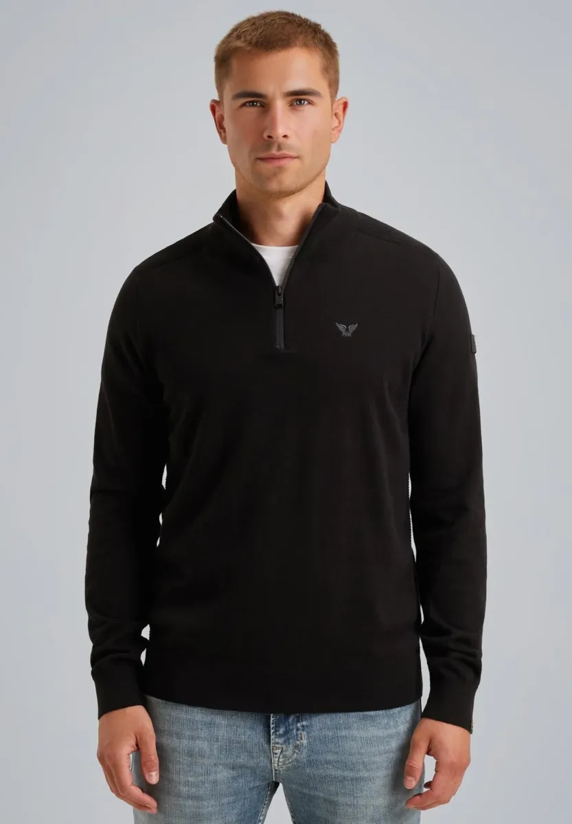 MIT HALBEM REISSVERSCHLUSS - Strickpullover - black