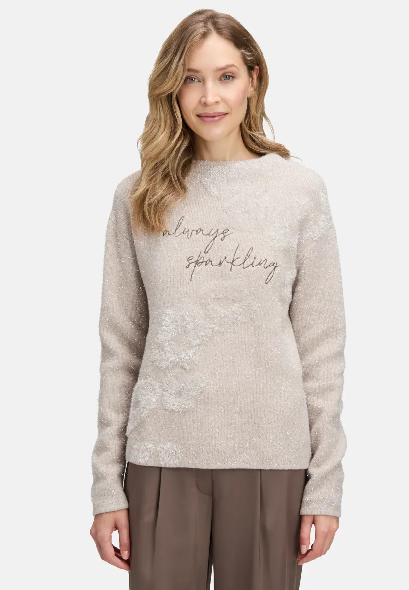 MIT JACQUARD - Strickpullover - taupe melange