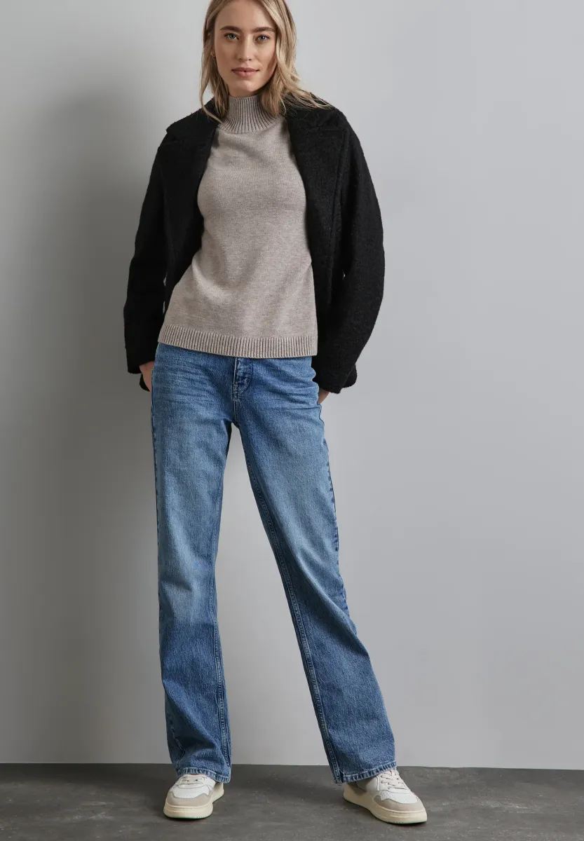 MIT KNOPFDETAIL - Strickpullover - beige