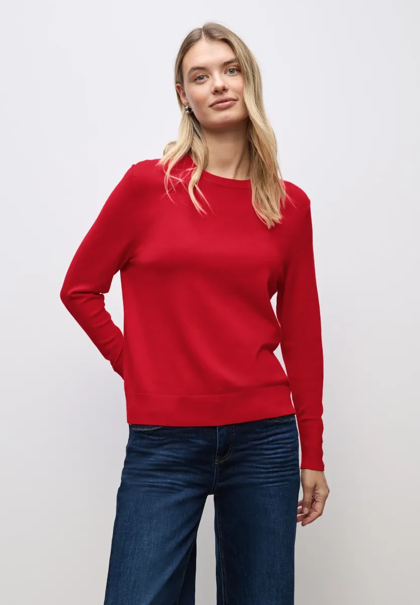 MIT KNOPFDETAIL - Strickpullover - rot