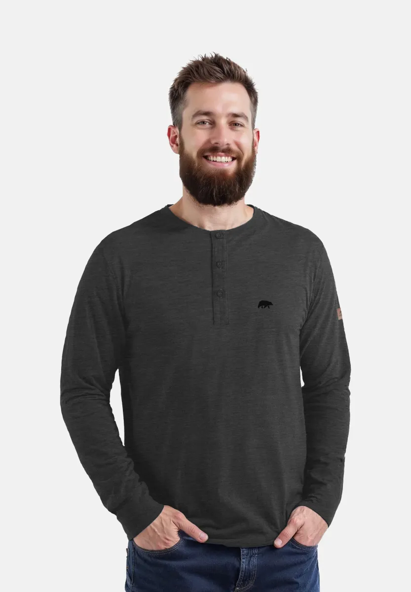 MIT KNOPFLEISTE - Langarmshirt - anthrazit