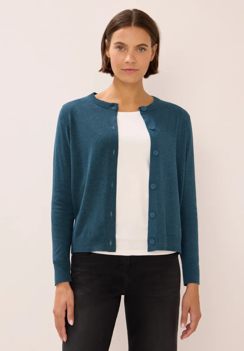 MIT KNOPFLEISTE - Strickjacke - blau