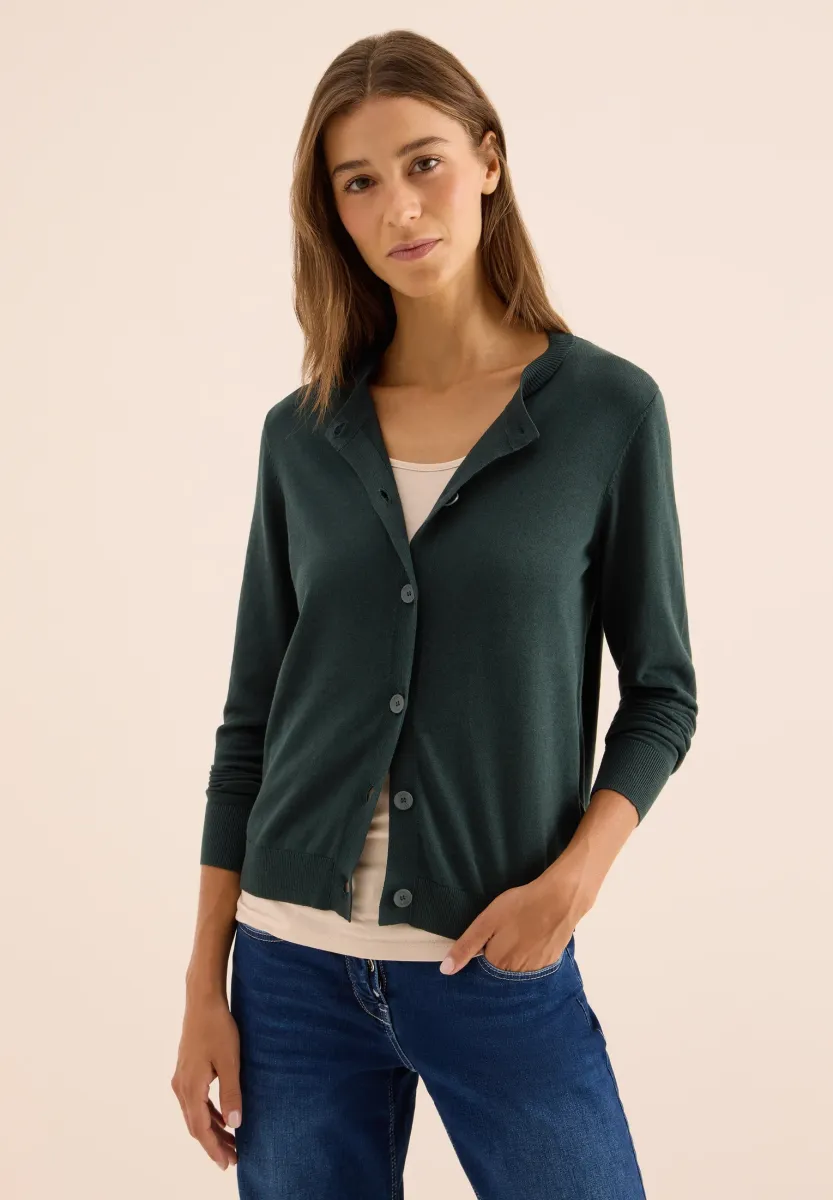 MIT KNOPFLEISTE - Strickjacke - grün