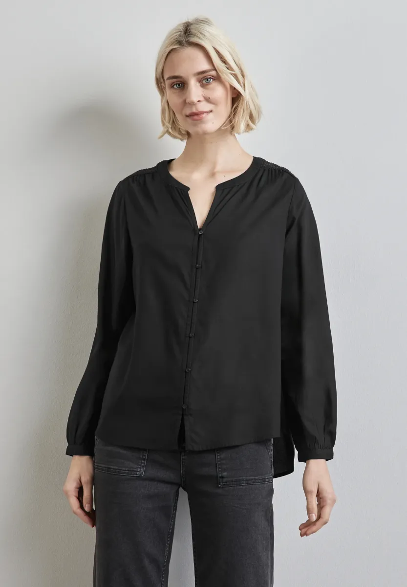 MIT KNOPFLEISTE - Tunika - schwarz